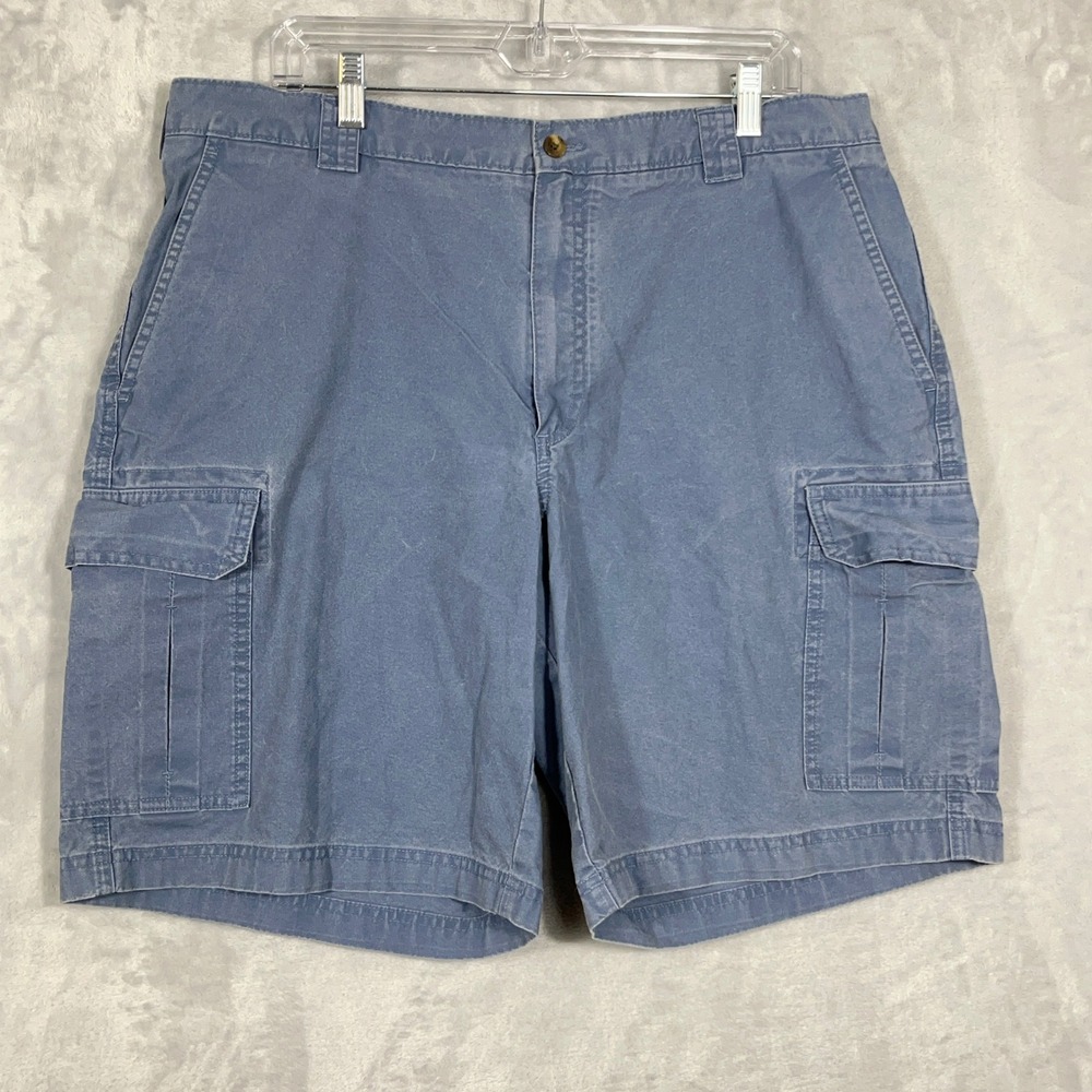 LL Bean Mens Cargo Shorts 37 (Actual) Blue Cotton Utility 256501 Hiking Gorpcore